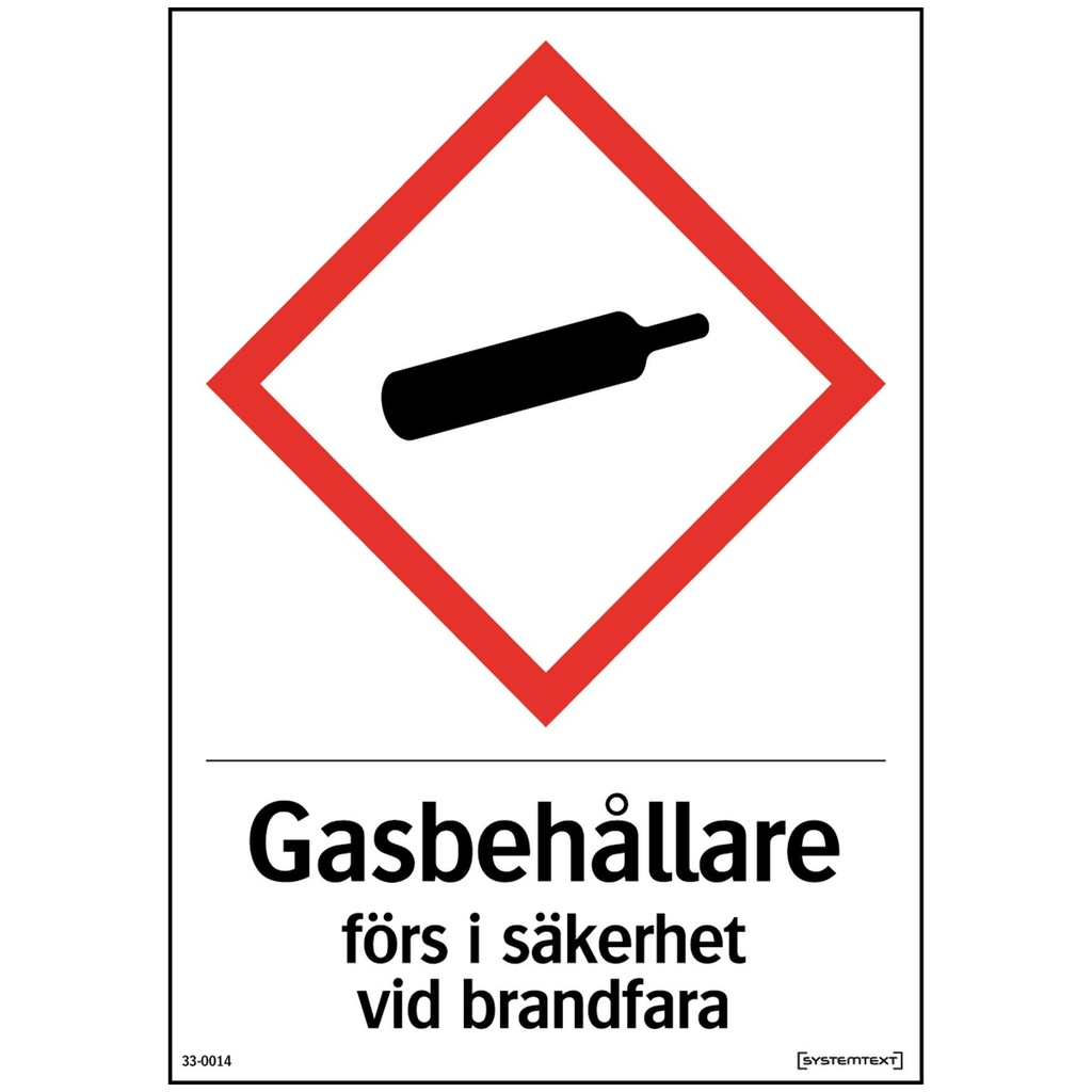 Skylt Gasbehållare A6 plast
