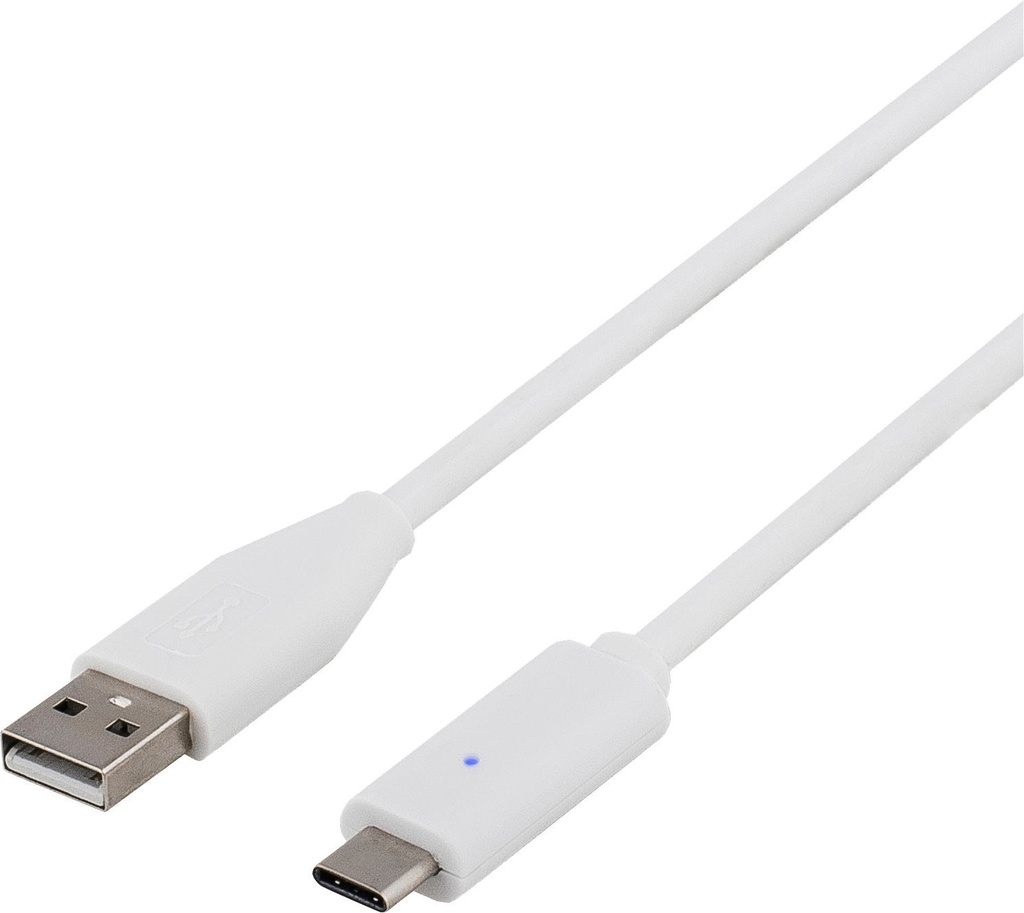 USB-C - A 2.0 Deltaco vit 2m
