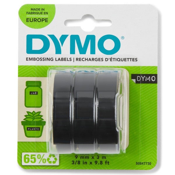 Präglingstejp Dymo svart 3/fp