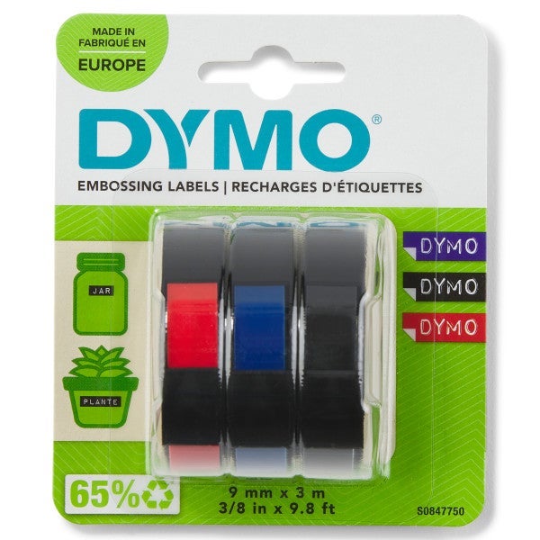 Präglingst Dymo sv/röd/blå 3fp