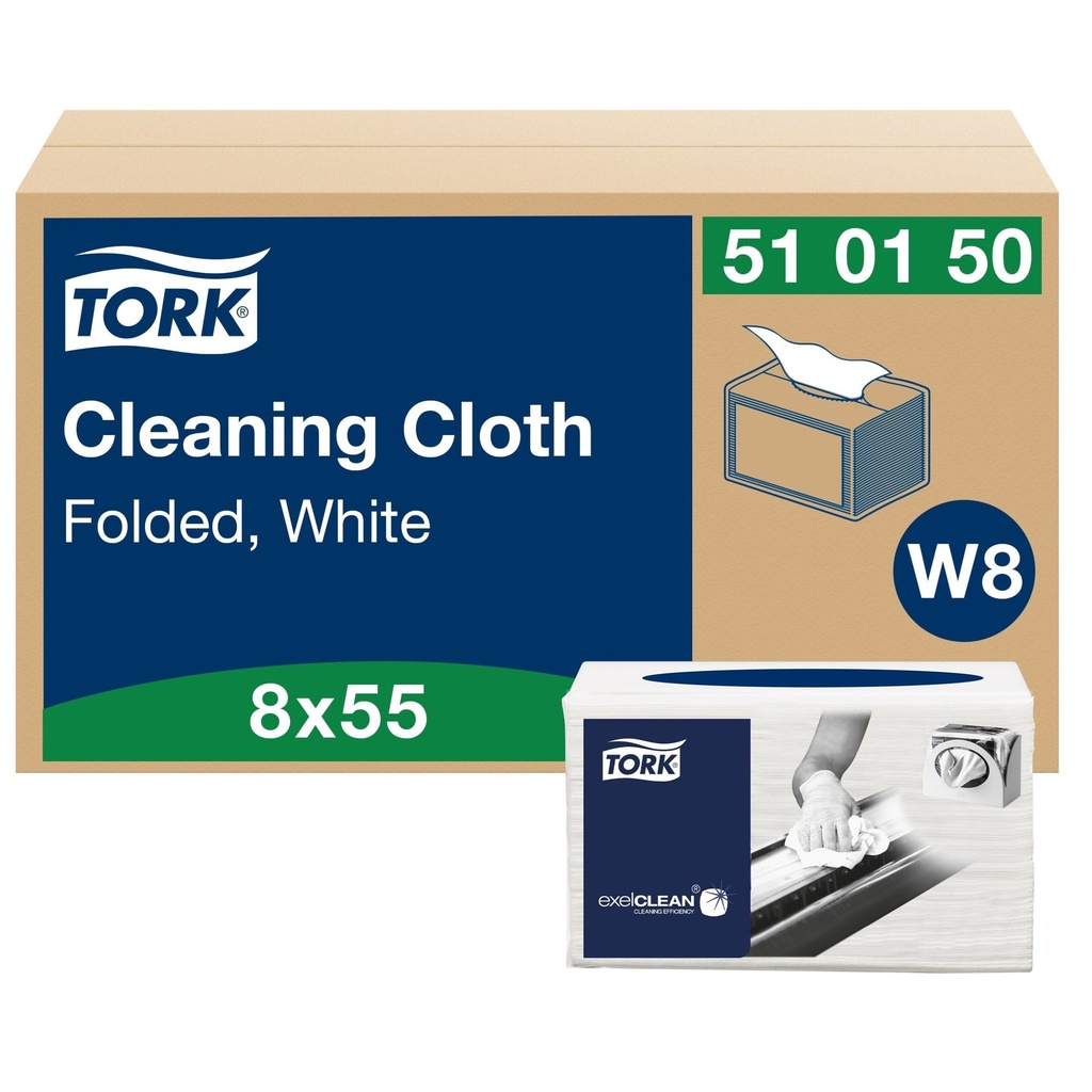 Rengöringsduk Tork vit W8 55st
