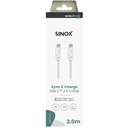 USB C 2.0 kabel. 2m. Vit