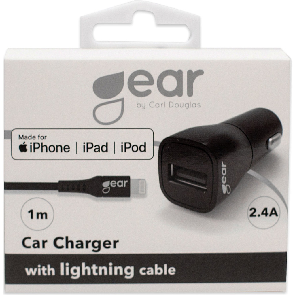 Laddare 12-24V 1xUSB 2,4A svart Gear