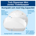 Dispenser Toalettpapper Mini Jumbo Tork T2  vit