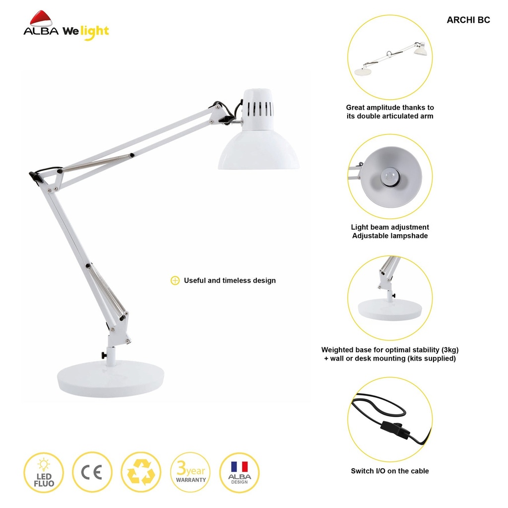 Skrivbordslampa Architect vit