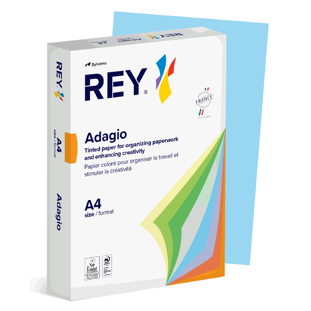 Färgat kopieringspapper Rey Adagio A4 80g 500/fp Bright Blue