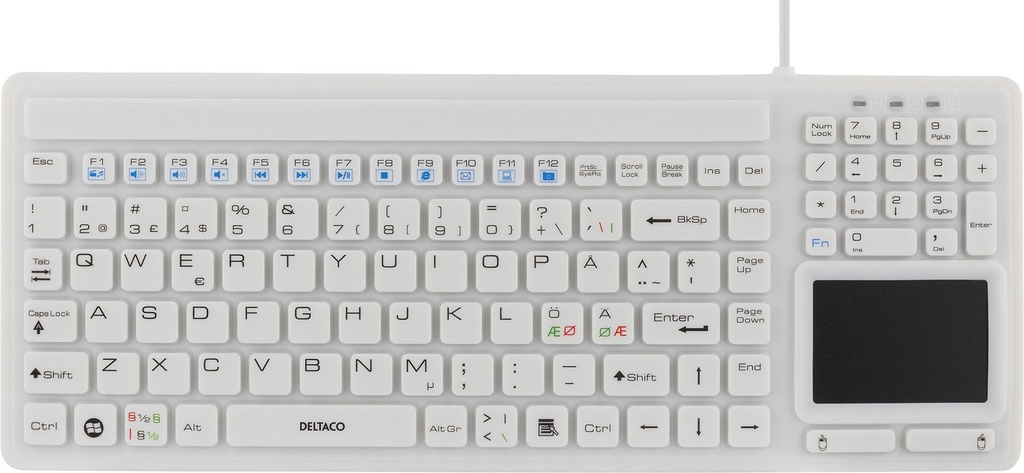 Tangentbord IP68 touchpad Vit Deltaco
