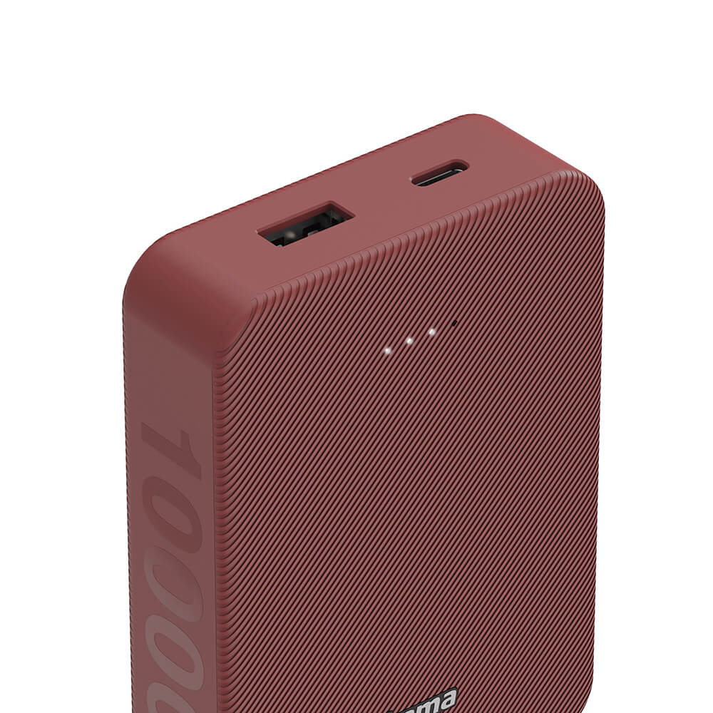 Powerbank 10000mAh USB-C+A Röd