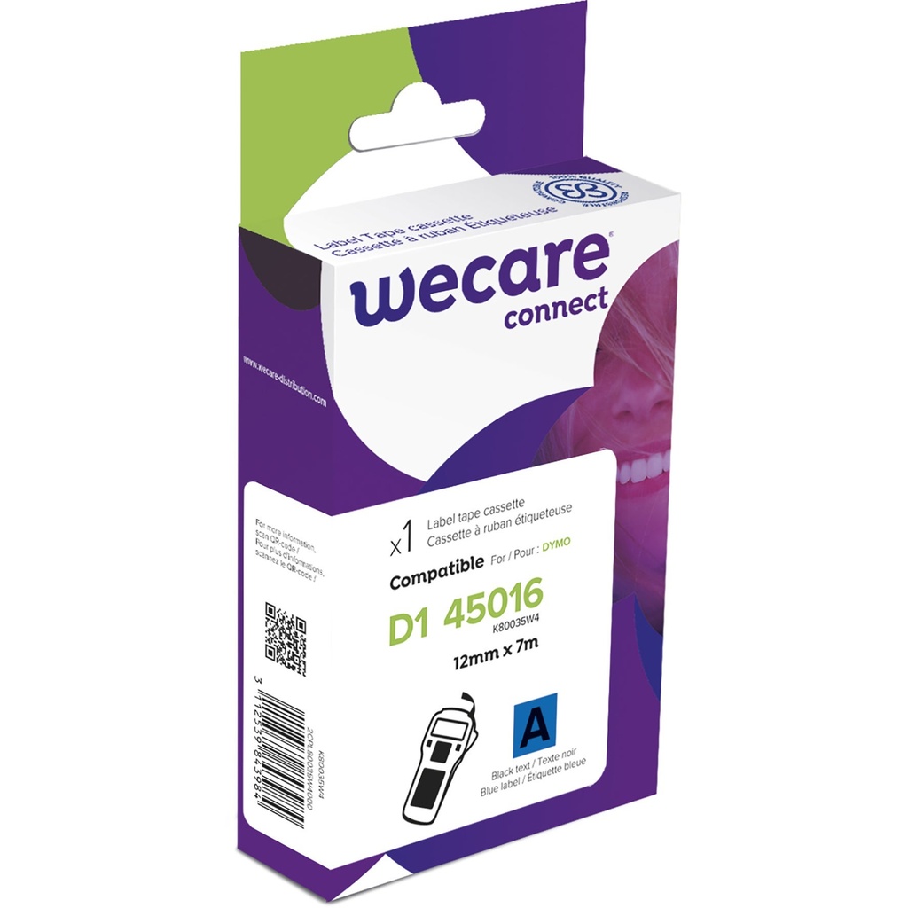 Märkband Wecare D1 svart/blå 12 mm 7 m
