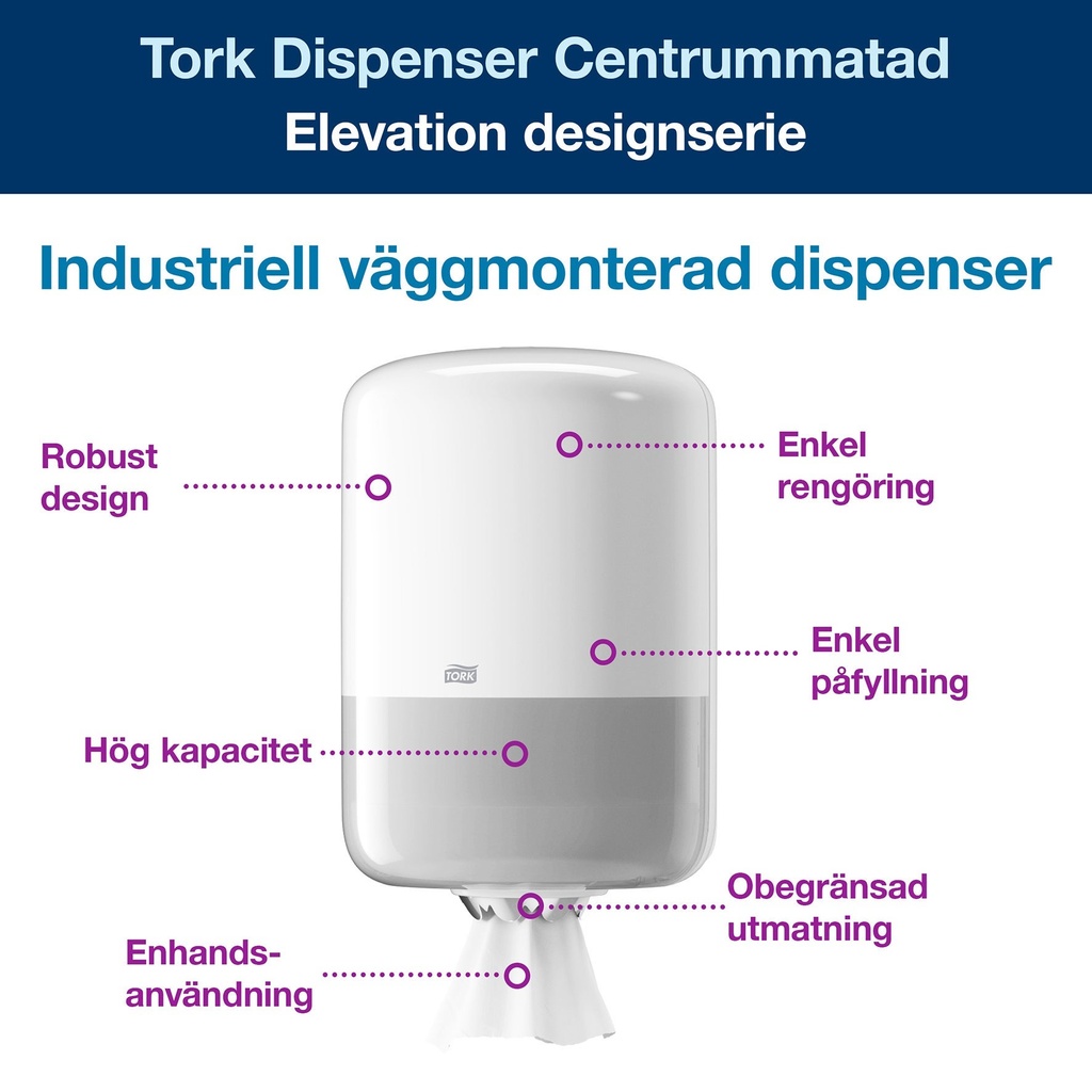 Dispenser Torkpapper Centrum Tork M2  vit