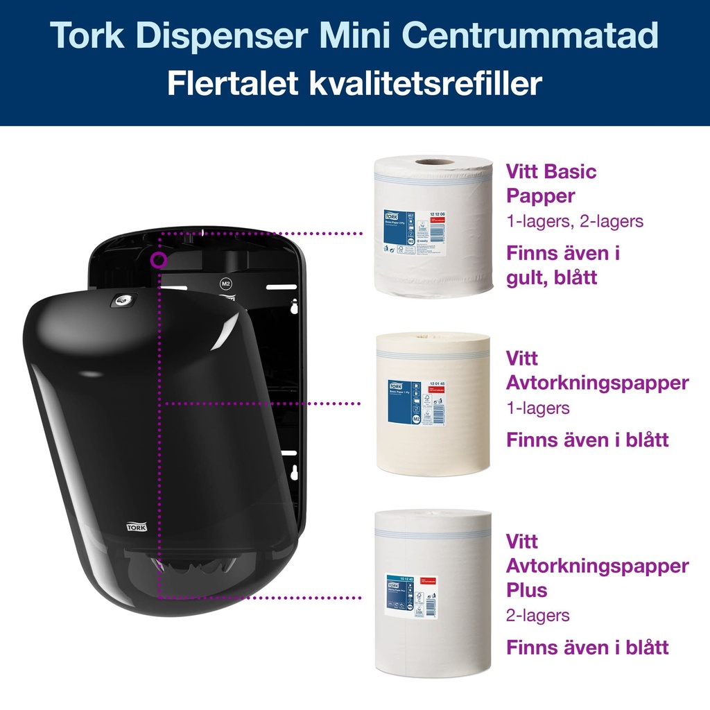 Dispenser Torkpapper Centrum Tork M2  svart