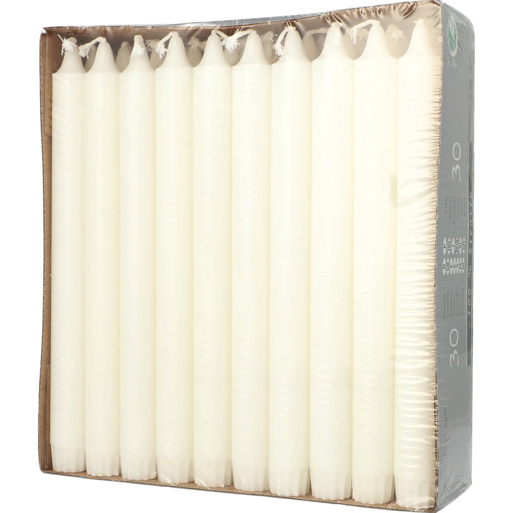 Kronljus 24 cm Stearin vit 30-pack