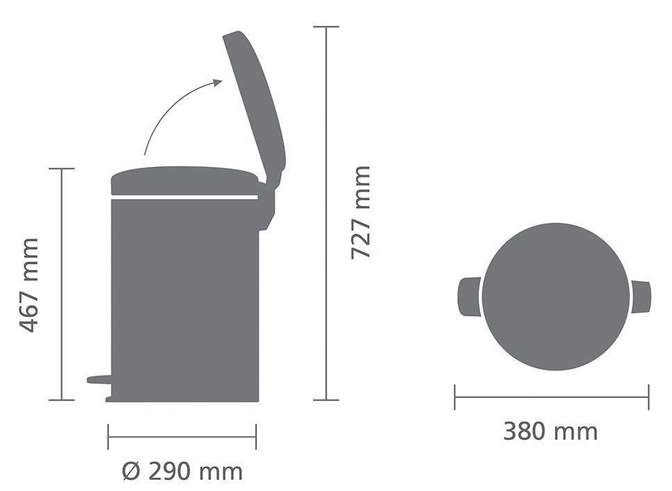 Pedalhink NI matt stål 20 liter