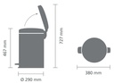 Pedalhink NI matt stål 20 liter