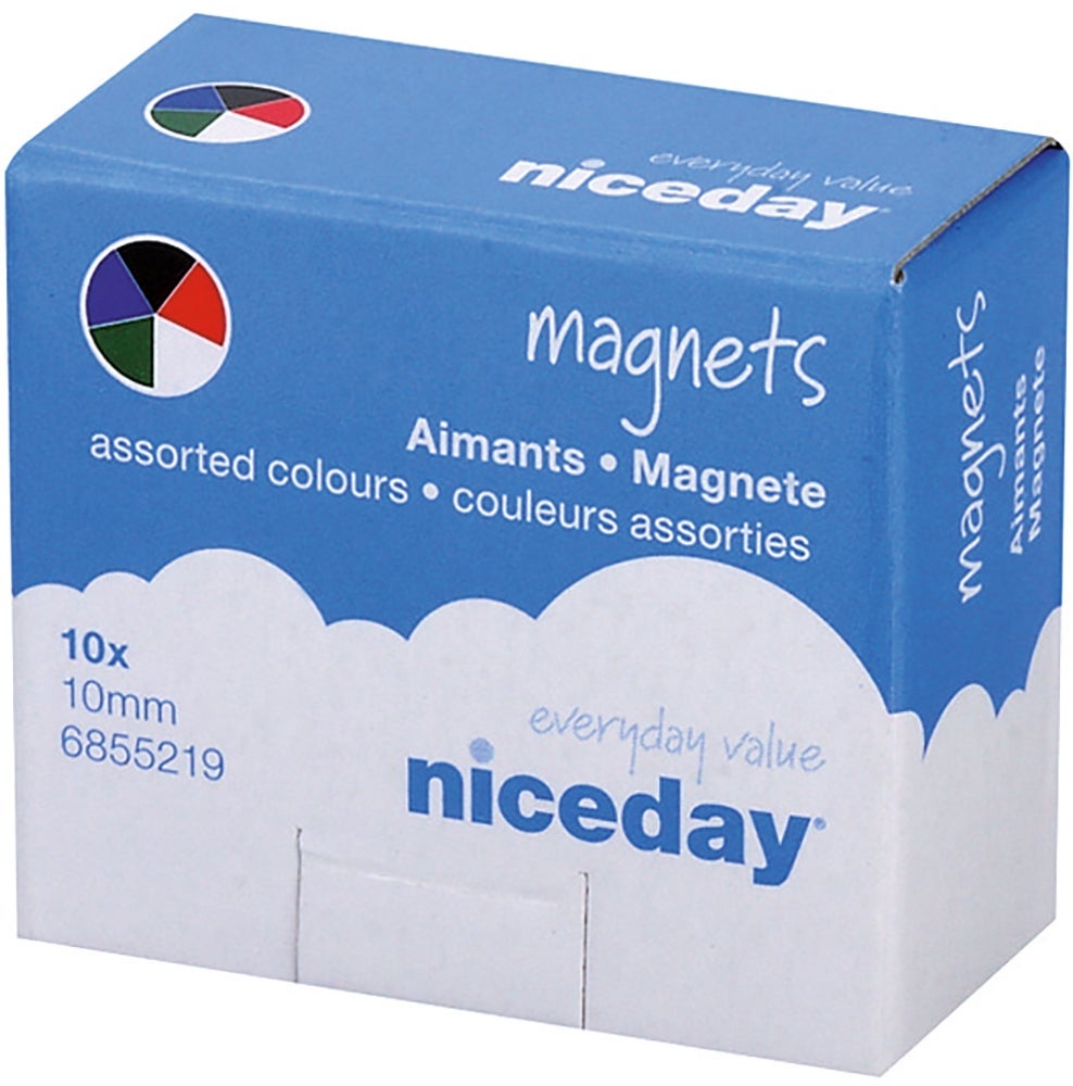 Magnet rund  10 mm sorterade färger 10 st/fp