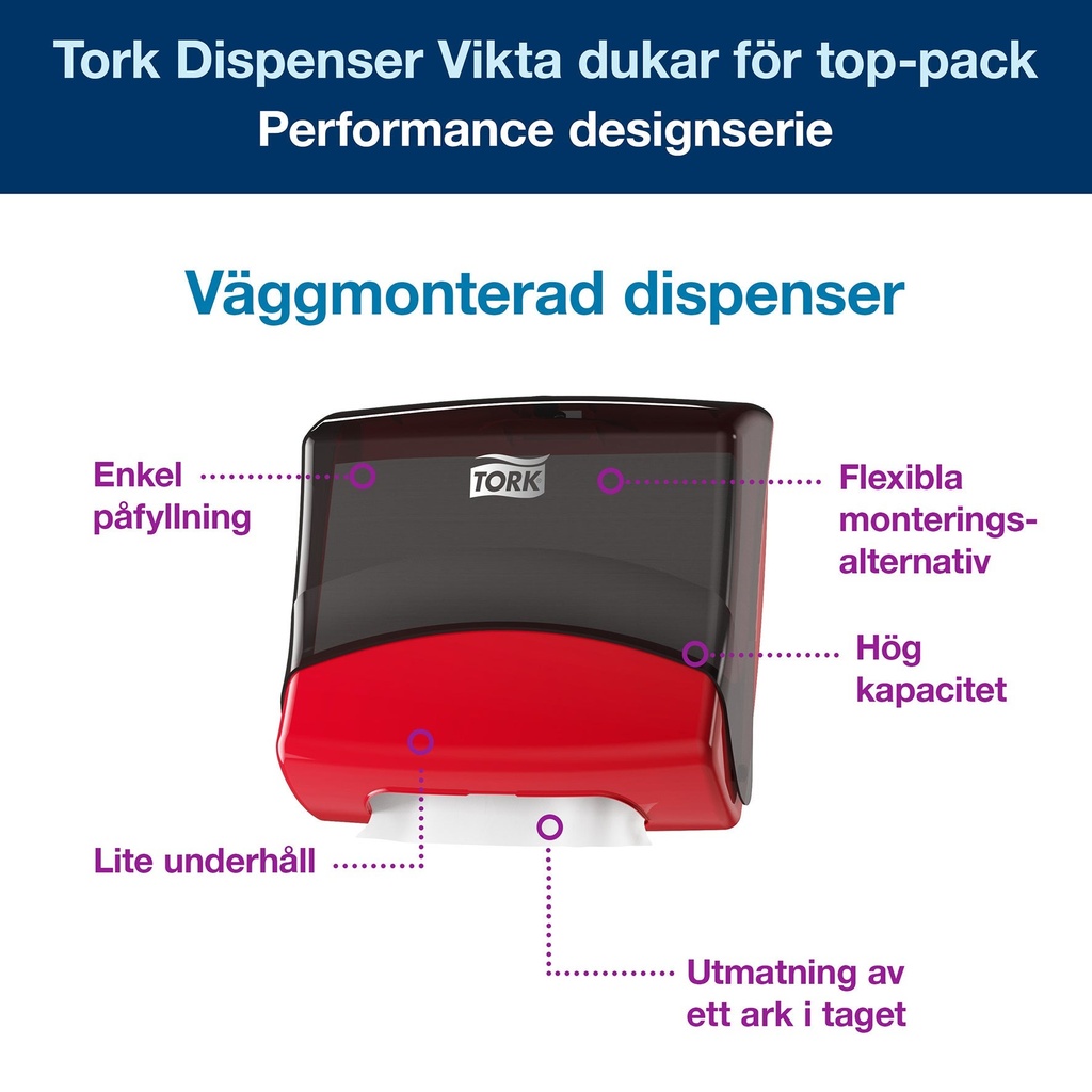 Dispenser Tork Top-Pak W4 Röd/Svart