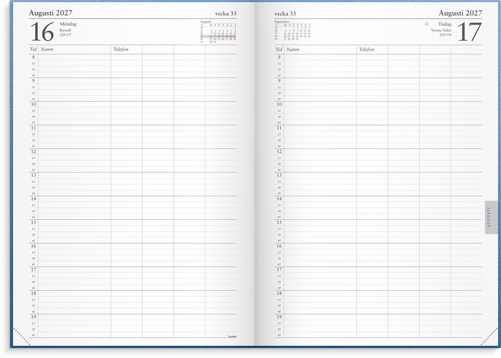 Kalender Tidjournal 2027 kartong blå