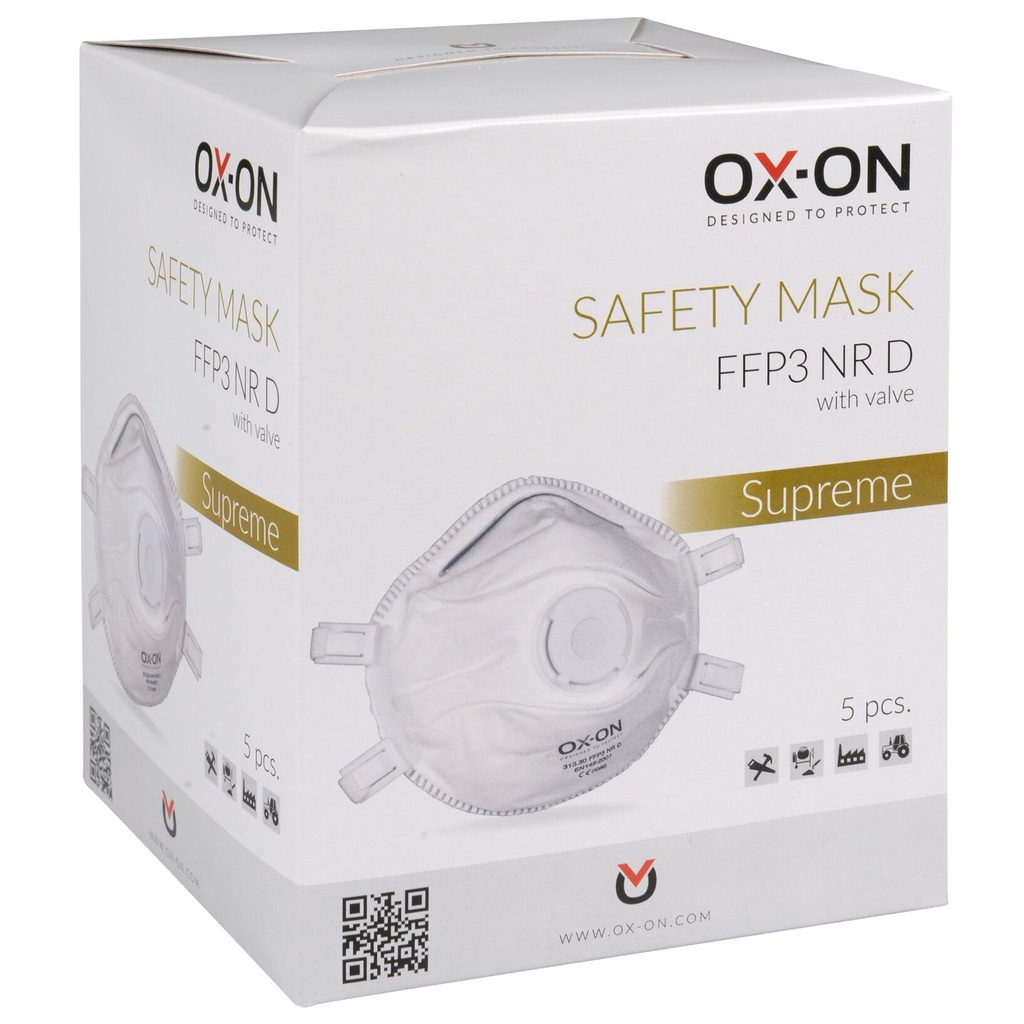 Andningsskydd med ventil FFP3 5-pack Ox-On