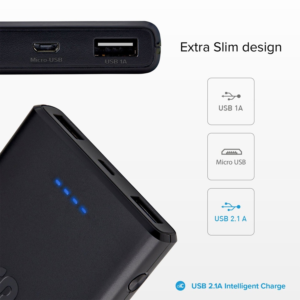 Power Bank 10,000 mAh svart