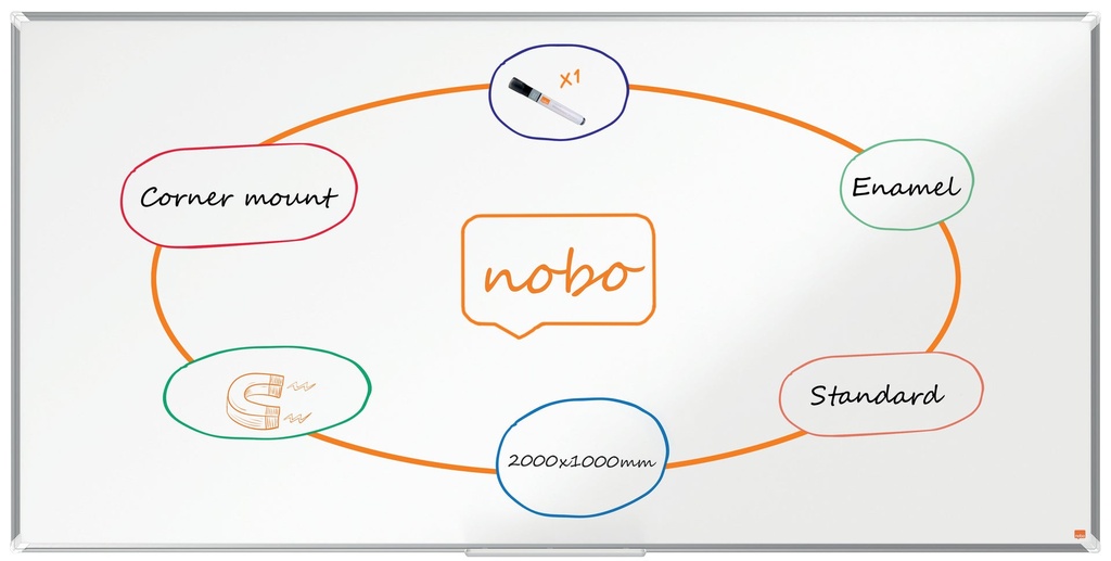 Whiteboard Premium Plus Emalj 2000 x 1000 mm