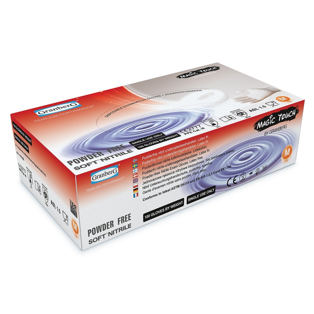 Engångshandskar Magic Touch® puderfria vit nitril Storlek M 100 st/fp