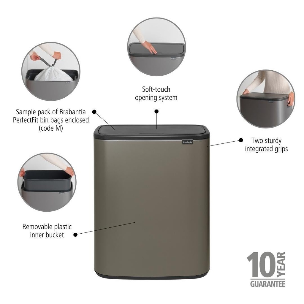 Touch Bin Bo 60 liter Platinum