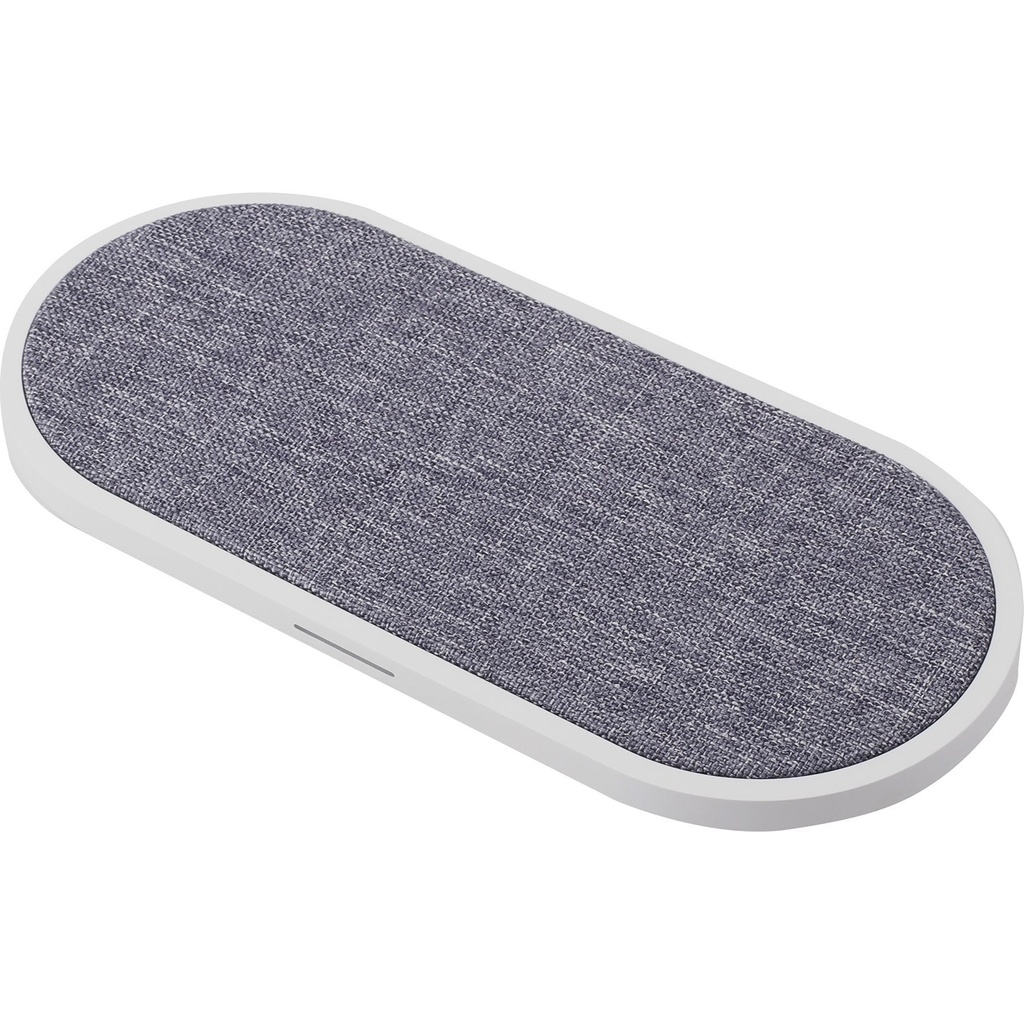 Dual QI Laddare USB-C 2x10W Vit med Grå Textil Gear