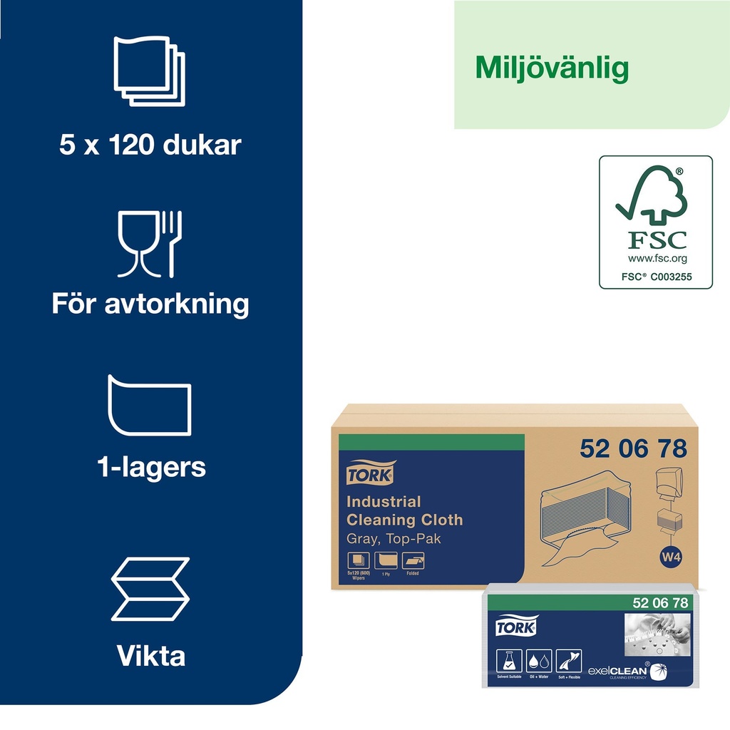 Rengöringsduk Tork Flexibel W4, 120x4st/fpk
