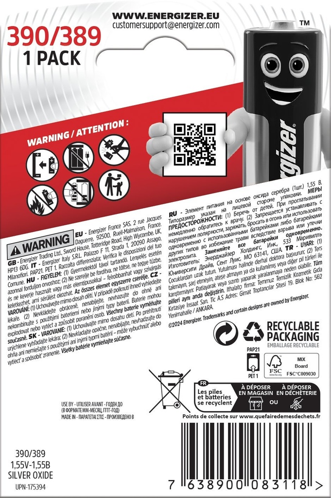 Energizer Klockbatteri Silveroxid 390/389 1-pack