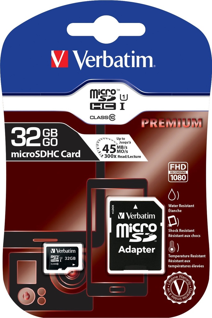 Verbatim SDHC/MicroSDHC 32GB Svart
