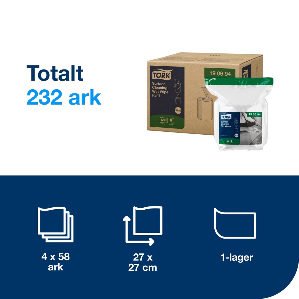 Våtduk Tork Premium Yta Refill 58 st/fp