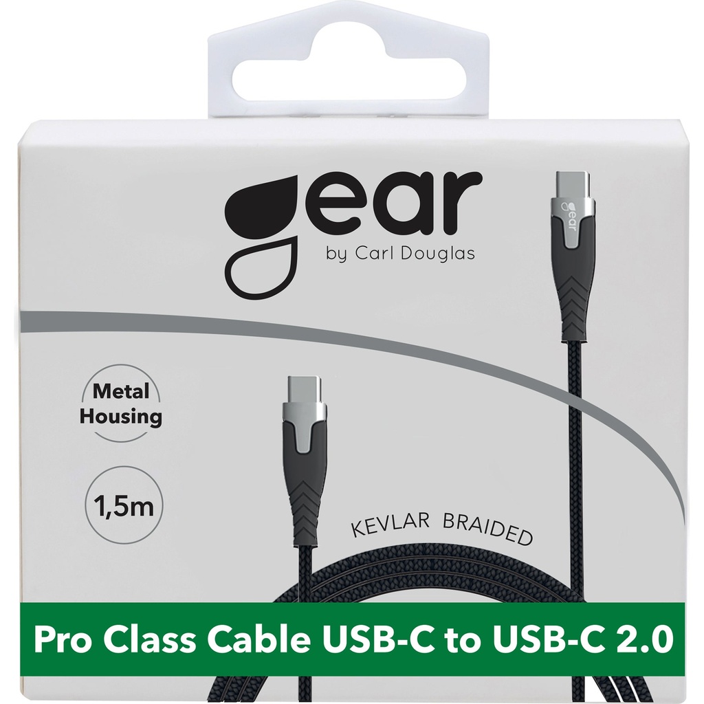Laddkabel PRO USB-C till USB-C 2.0 Gear Svart
