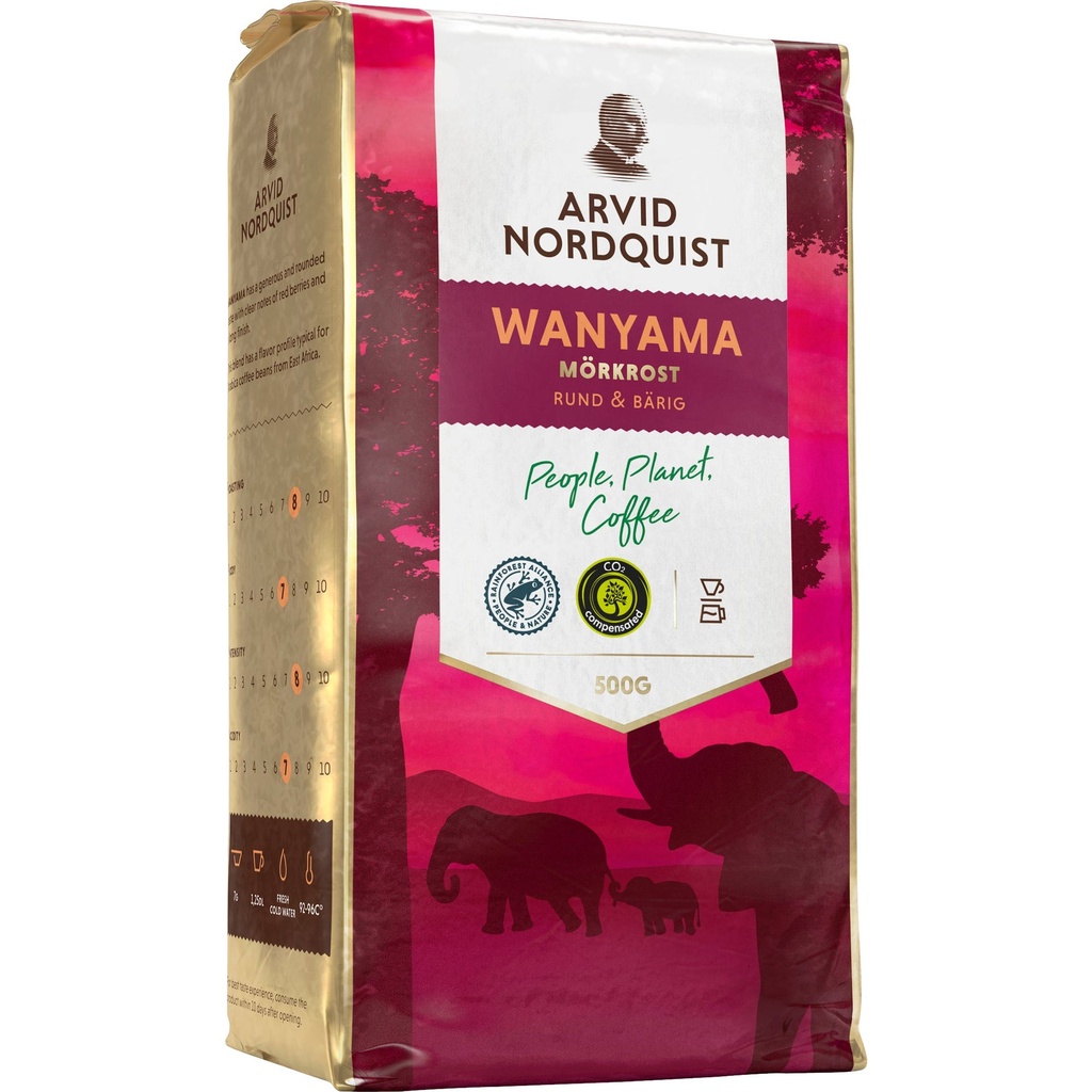 Kaffe Wanyama Malet Mörkrost 500 g