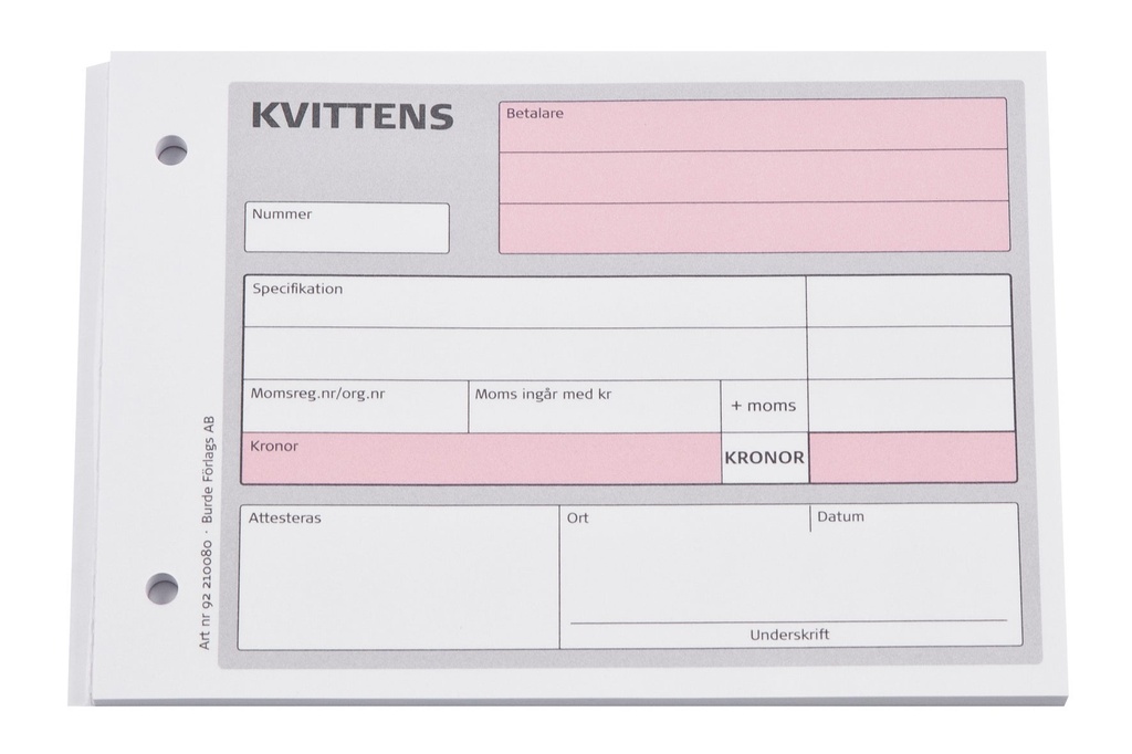 Kvittensblock A6L 50 blad