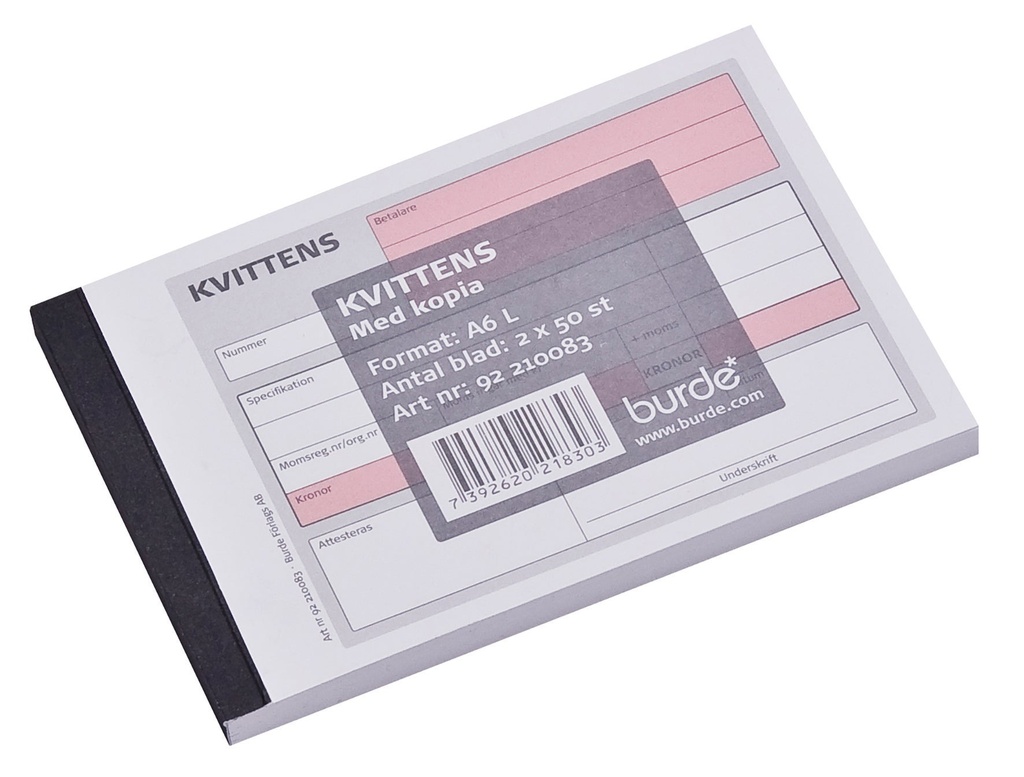 Kvittensblock A6L 2x 50 blad