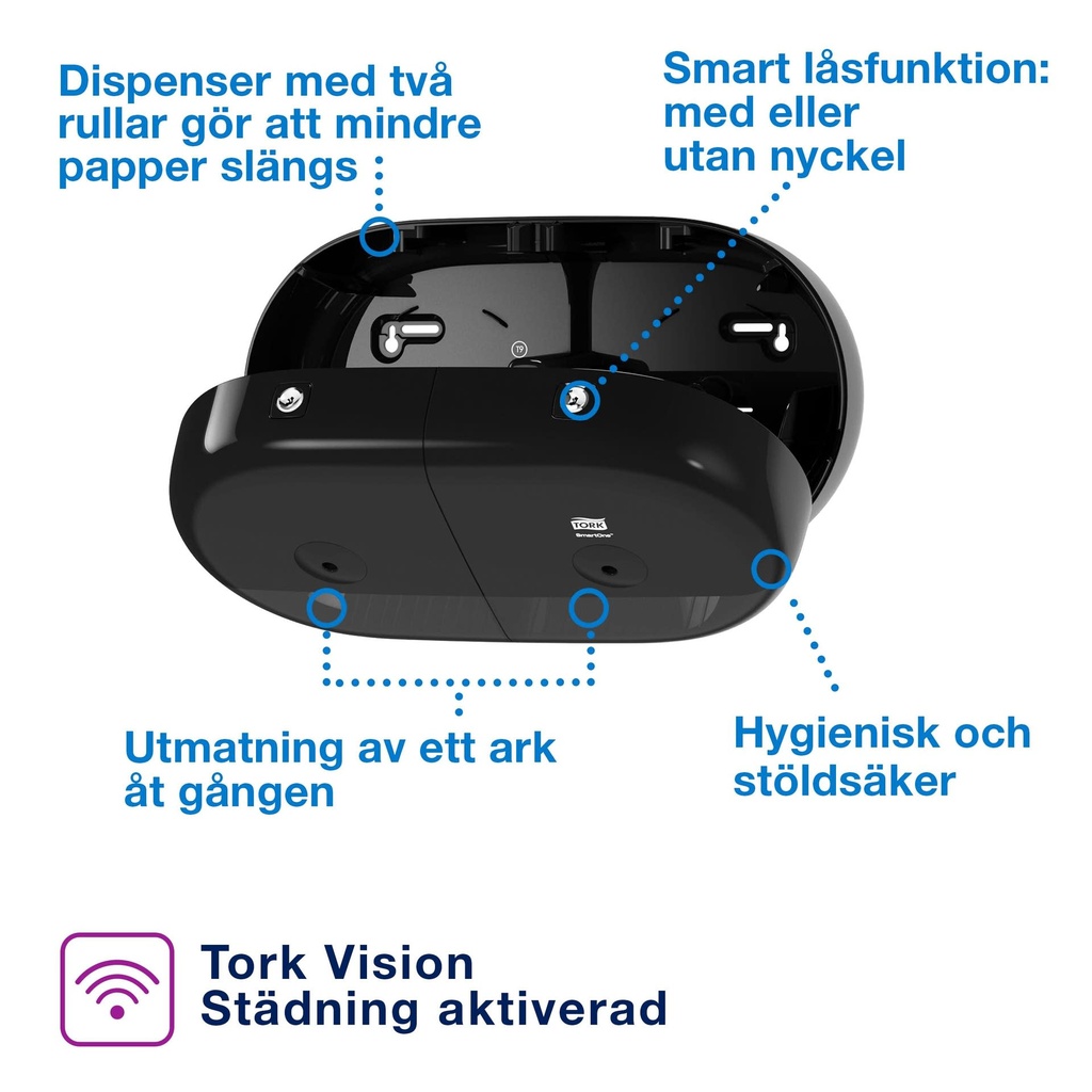 Dispenser Toalettpapper SmartOne MiniTwin Tork T9 Svart