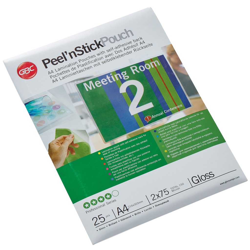 Lamineringsfickor Peel'n Stick A4 75 mikron gloss 25/fp