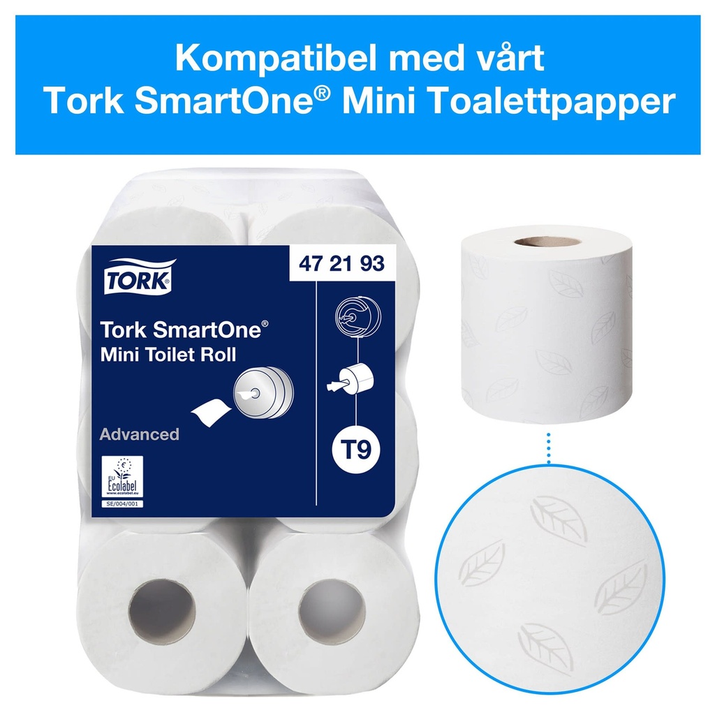 Dispenser Toalettpapper SmartOne MiniTwin Tork T9 Vit