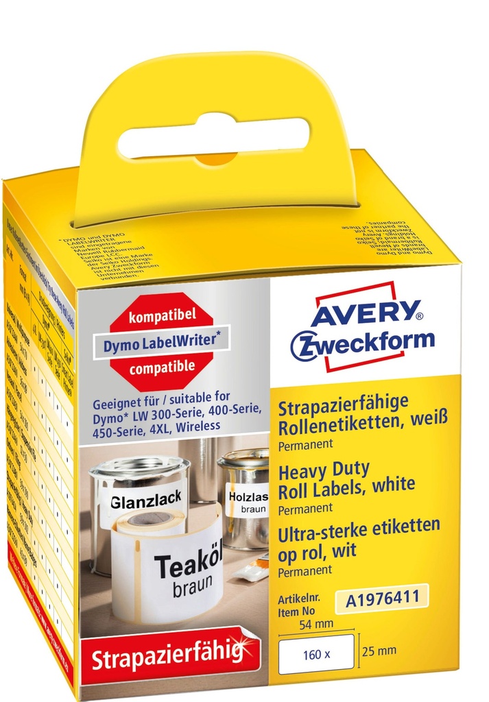 Etikett Avery durable 25 x 54 mm 160 st/fp