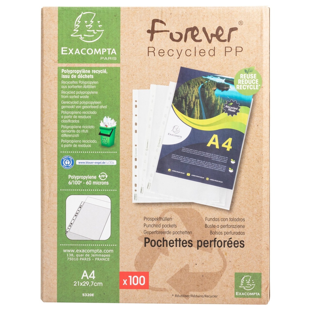 Plastficka A4 återvunnen PP 06 100/fp