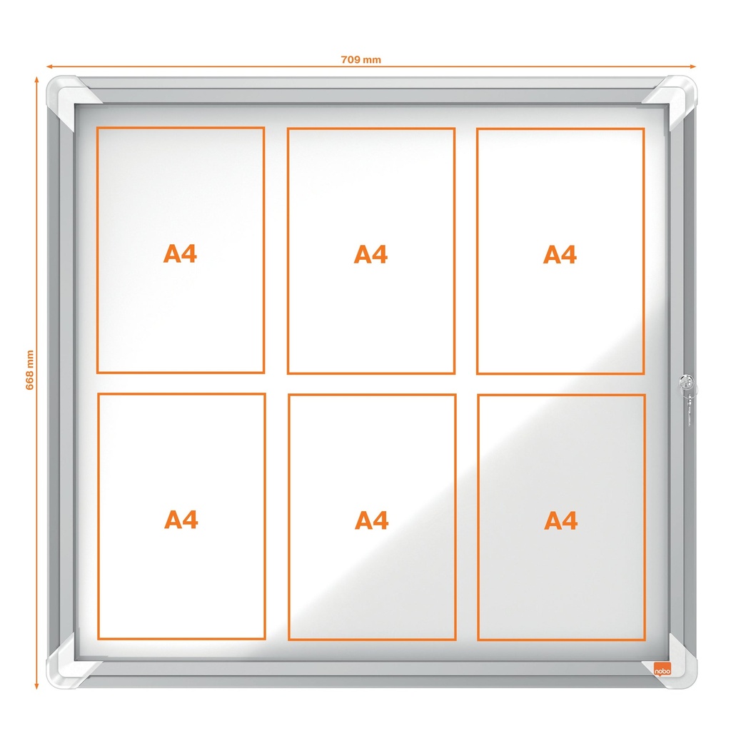 Anslagstavla låsbar Ute 6x A4 Magnetisk Nobo