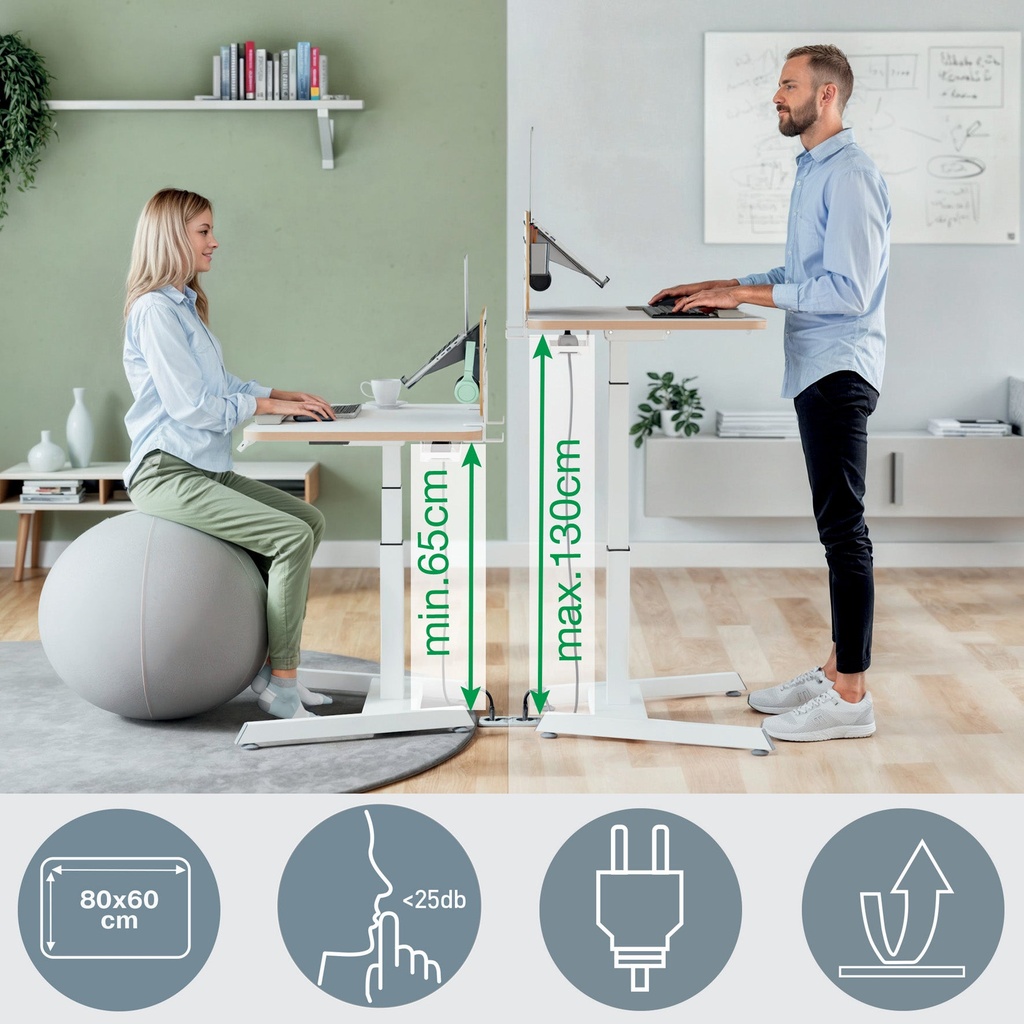 Skrivbord el höj- och sänkbart elektriskt Ergo 80x60 cm