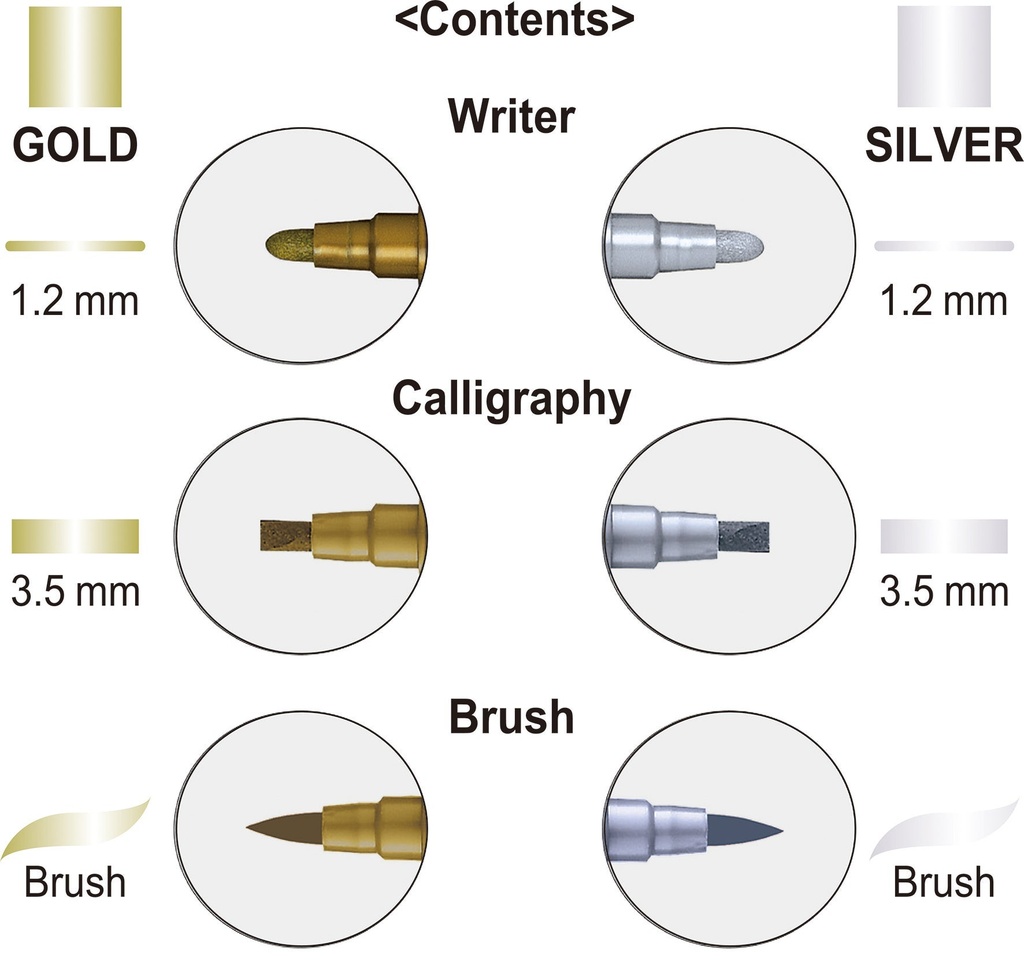 Penna Zig Twin guld & silver 3 st/fp