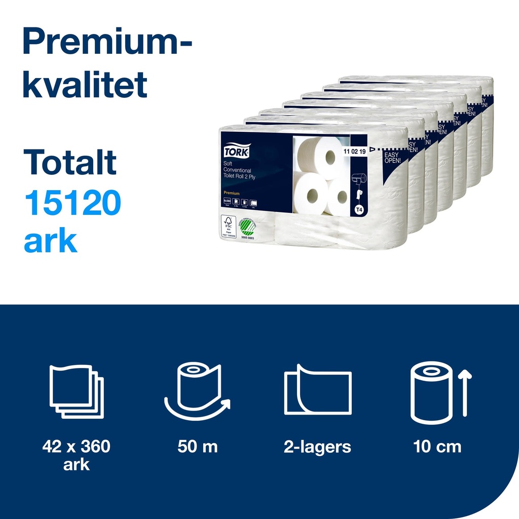 Toalettpapper Tork mjukt T4 42 st/bal