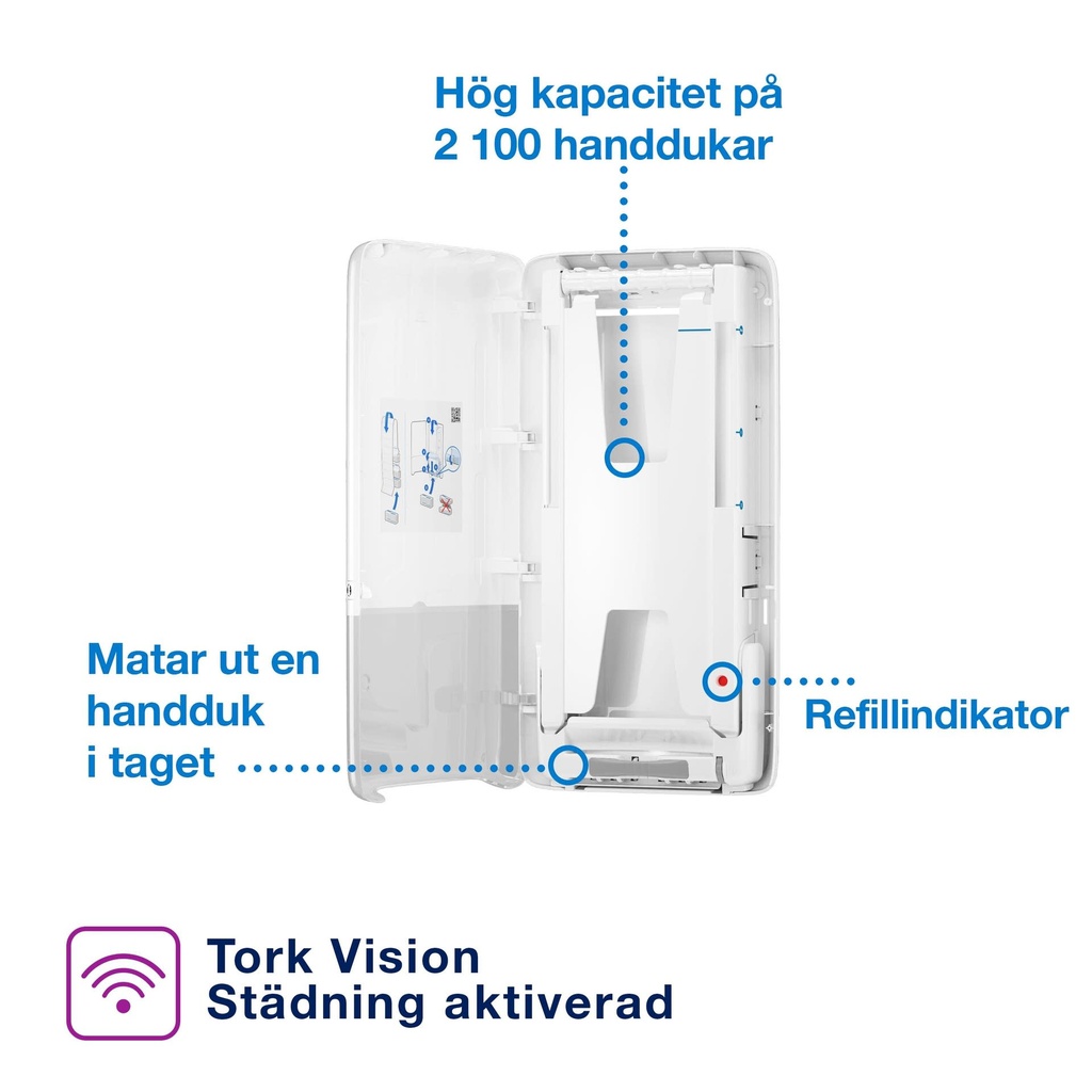 Tork PeakServe® Dispenser Continuous™ för pappershandduk H5-serien Vit