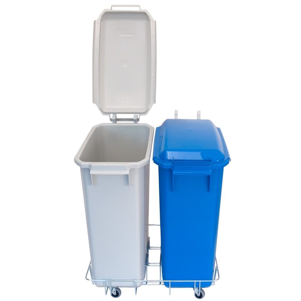 Trådvagn för sopkärl 2x60 liter zink