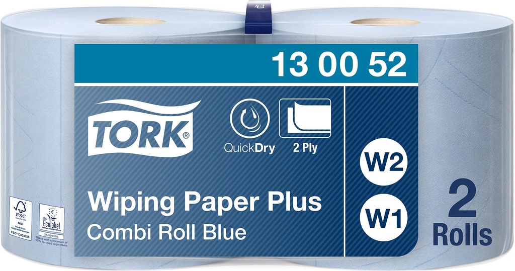 Avtorkningspapper Plus Tork W1/W2 Blå 2 st/fp