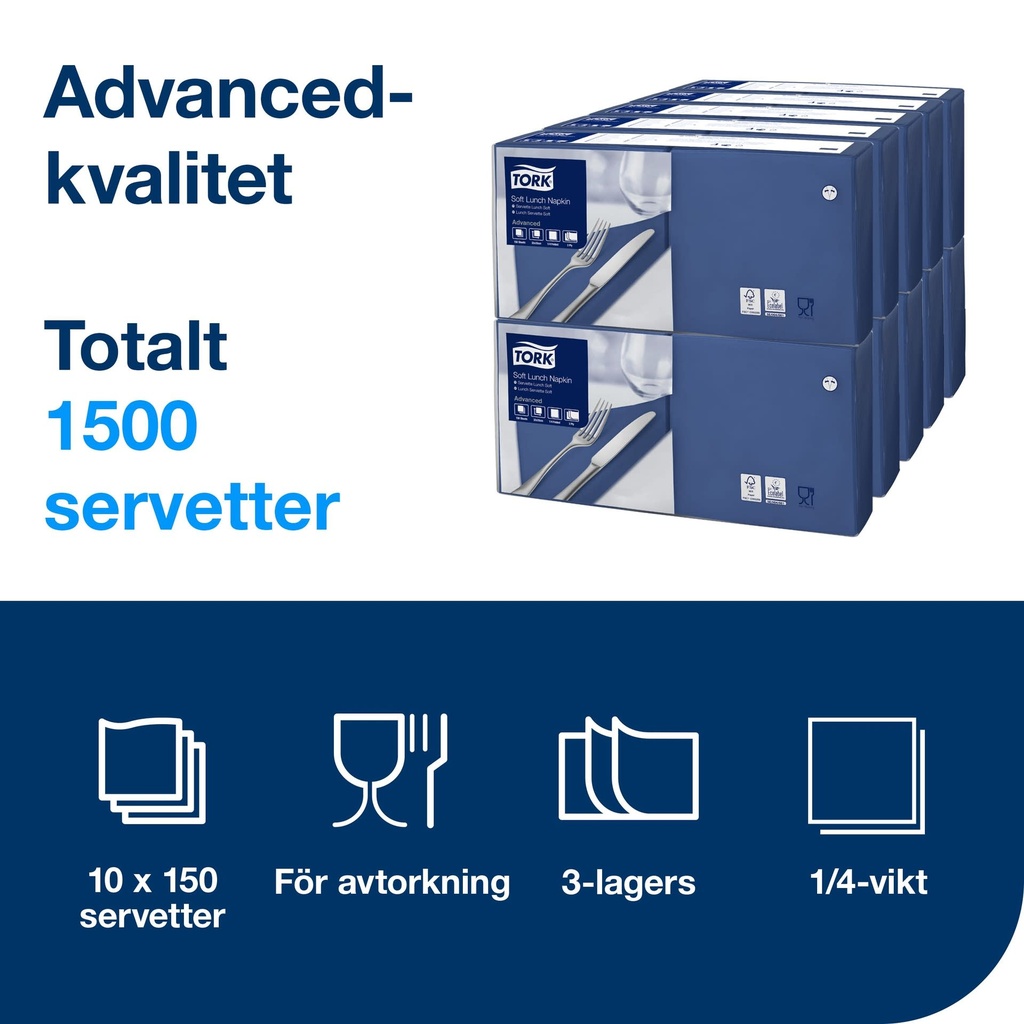 Servett Lunch Tork 3-lager 150-pack mörkblå