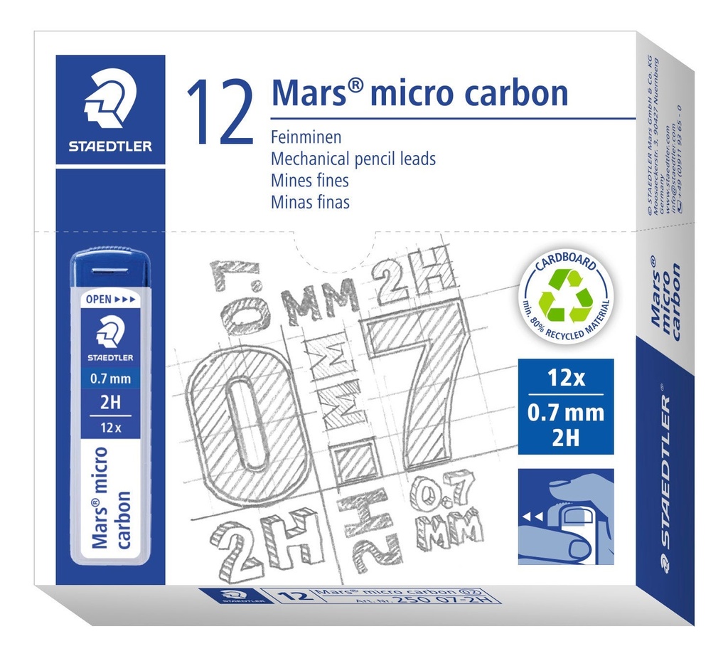 Stift Mars Micro 0,7 2H 12 st/fp