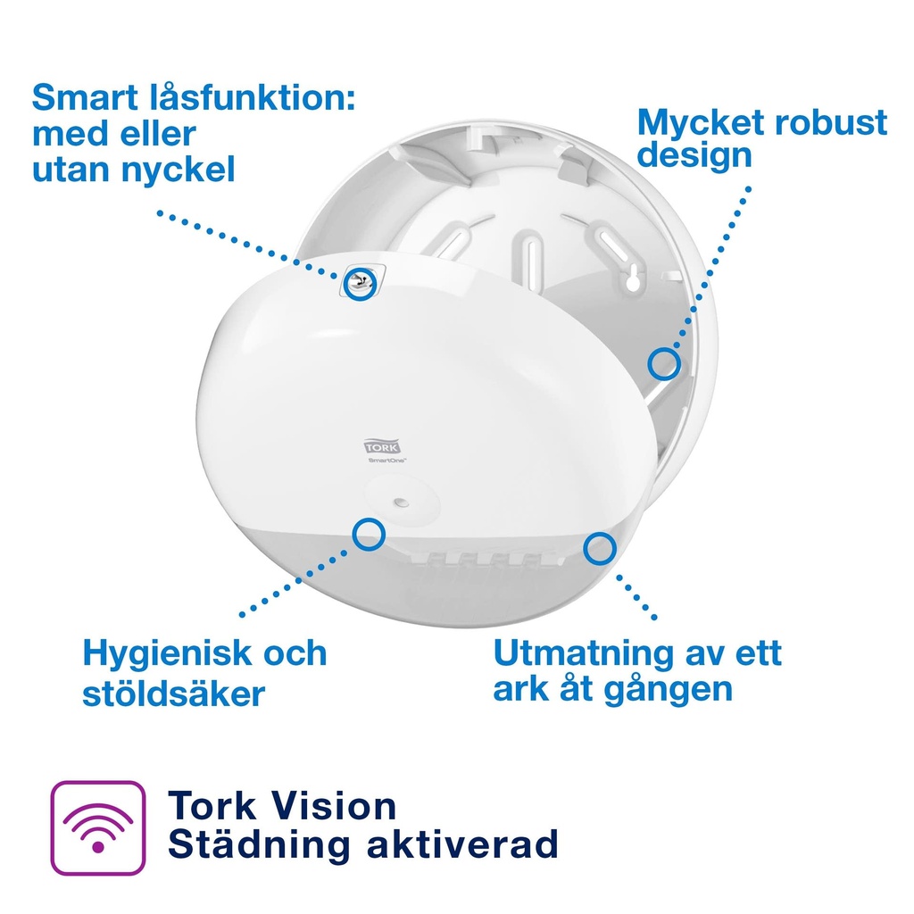 Dispenser  Toalettpapper SmartOne Mini Tork T9 Vit